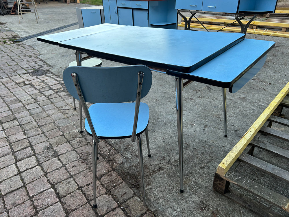 Table Tabouret Chaise Formica Bleu Réf 4363