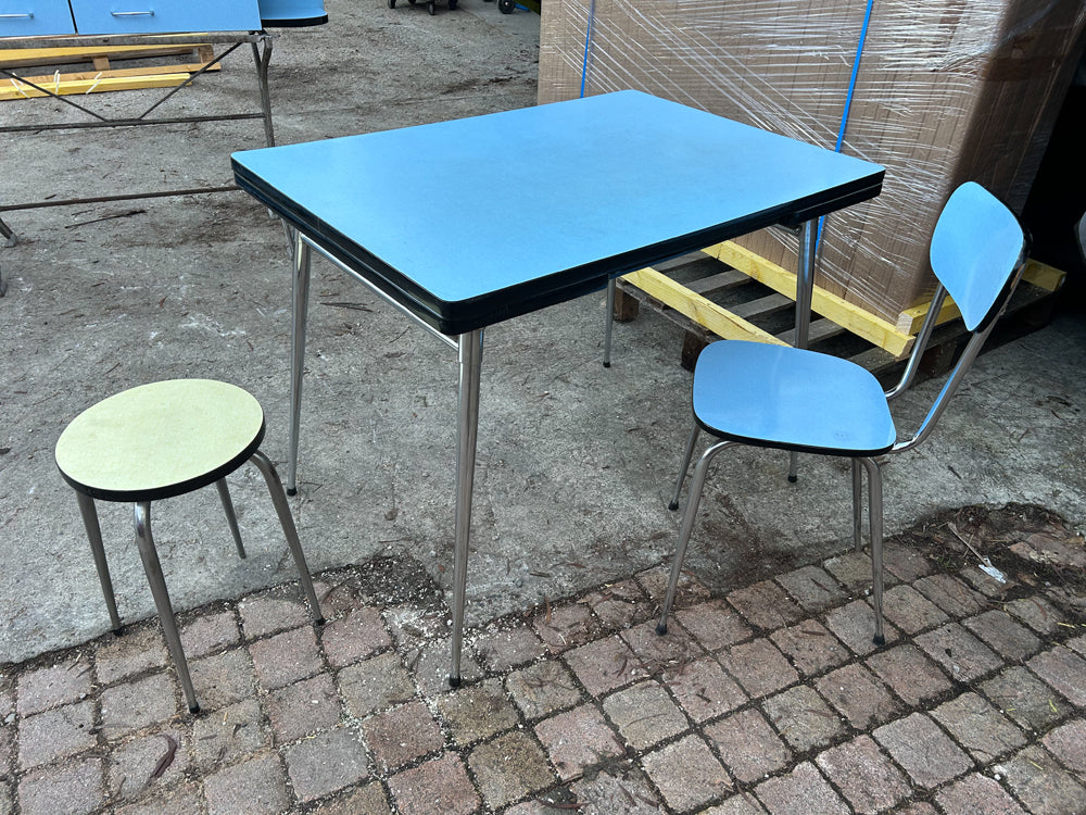 Table Tabouret Chaise Formica Bleu Réf 4363