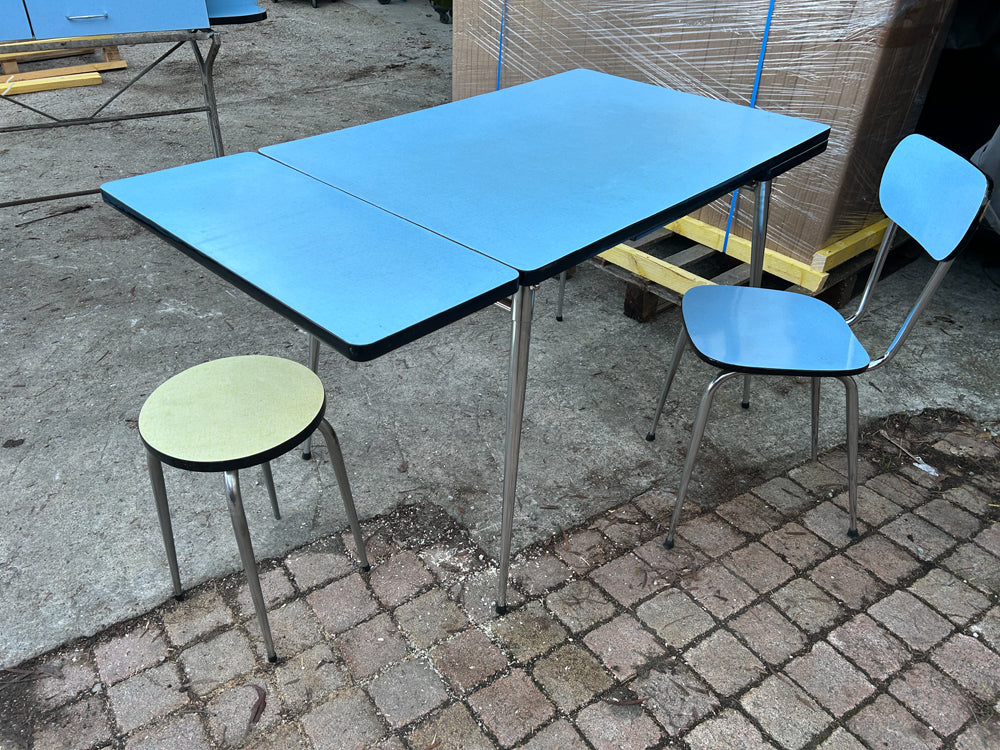 Table Tabouret Chaise Formica Bleu Réf 4363