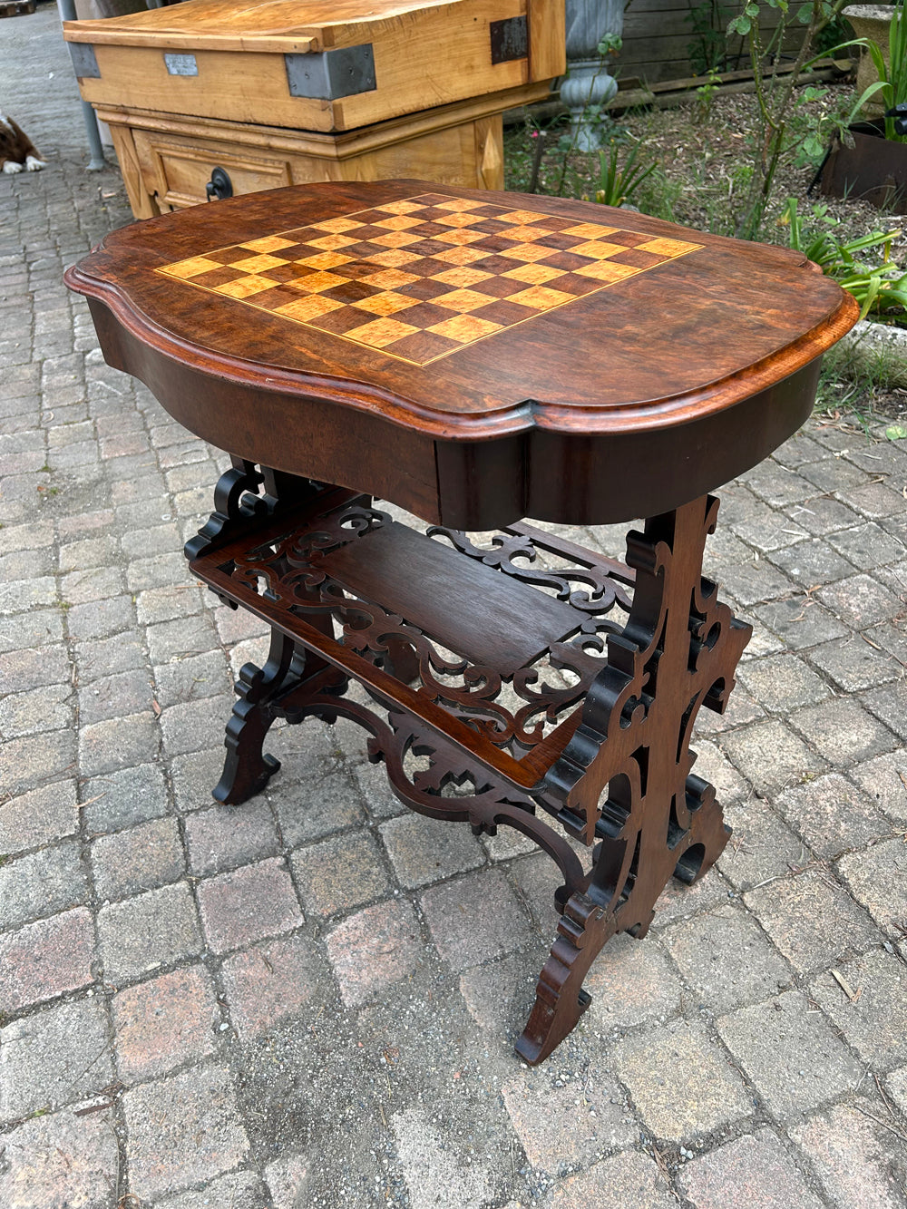 Table à Jeu Marquetée Époque 1900 Belle Époque