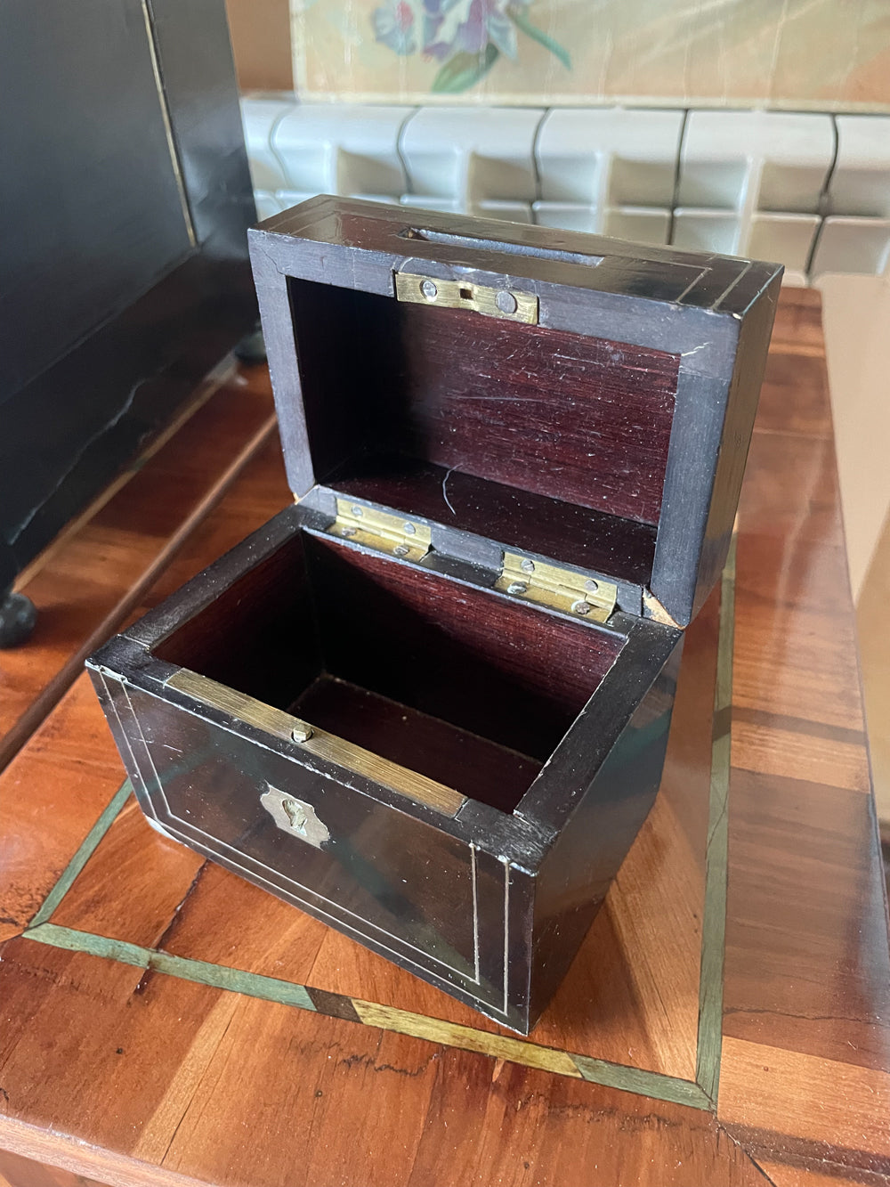 Tirelire Napoléon III Bois Noirci Laiton Belle Époque