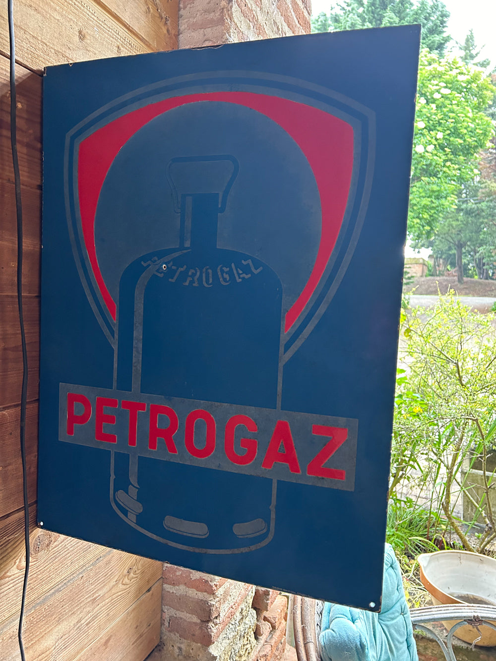 Grande plaque émaillée double face PETROGAZ 1960 Réf 4252