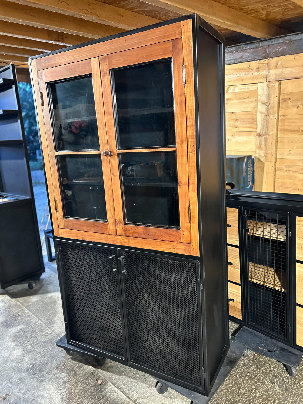 Vitrine Bibliothèque d'Atelier Façade Bois 1900