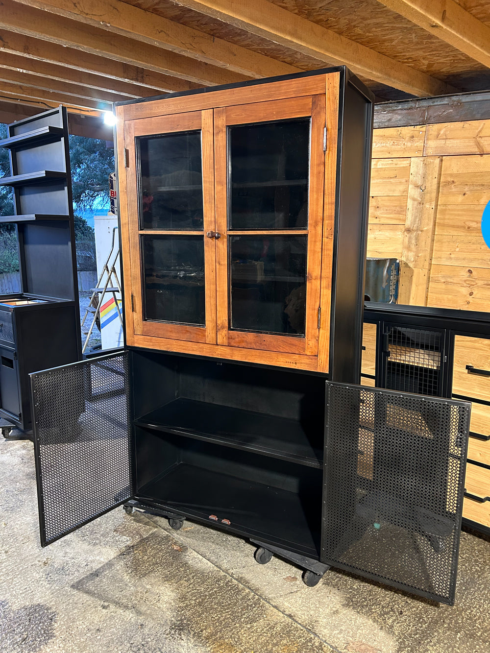 Vitrine Bibliothèque d'Atelier Façade Bois 1900