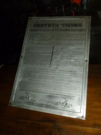 Plaque des sécurité electrique 1960