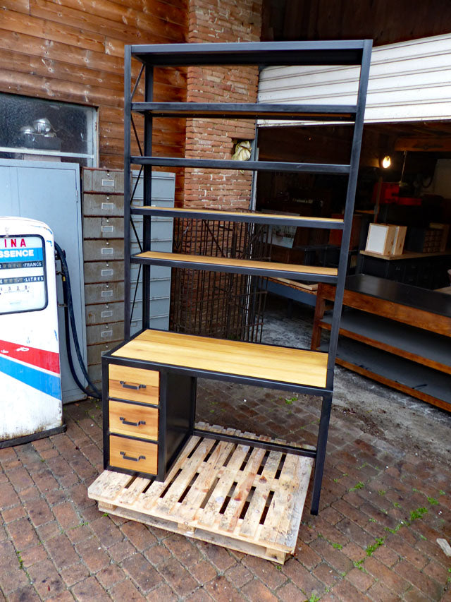 Bureau/bibliothèque design industriel PRIX de base : 1900€ réf 3604