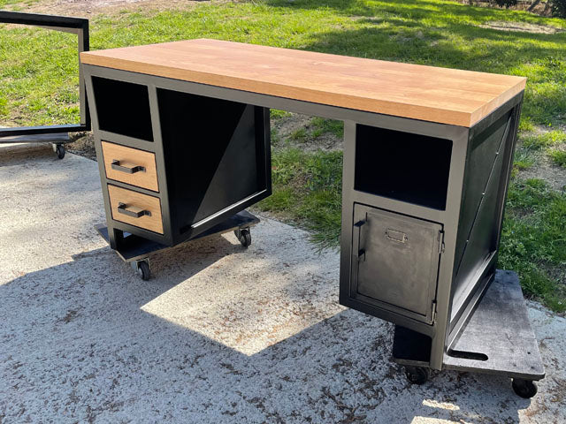 Bureau industriel bois et mètal double caisson PRIX de base:1290€ réf 3425