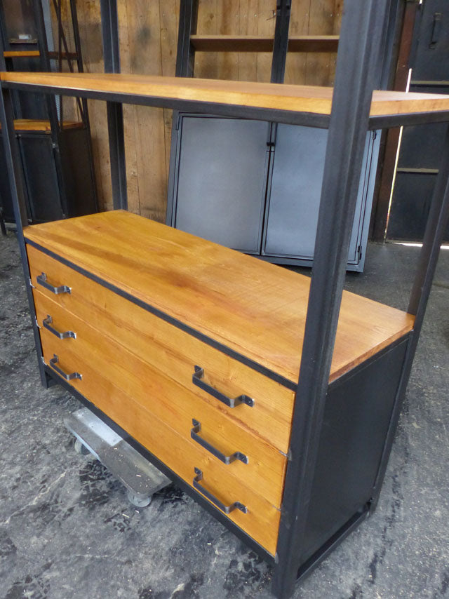 Bibliothèque industrielle grand tiroirs PRIX de base: 1300€réf 3513