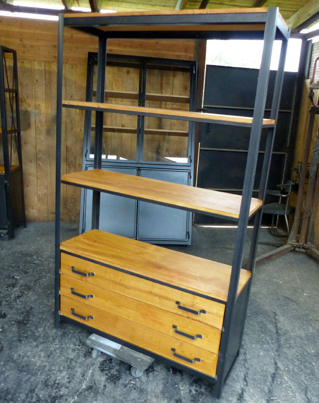 Bibliothèque industrielle grand tiroirs PRIX de base: 1300€réf 3513
