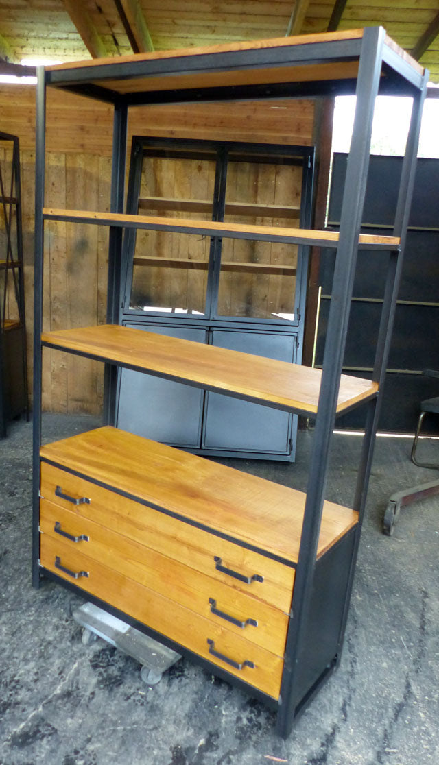 Bibliothèque industrielle grand tiroirs PRIX de base: 1300€réf 3513