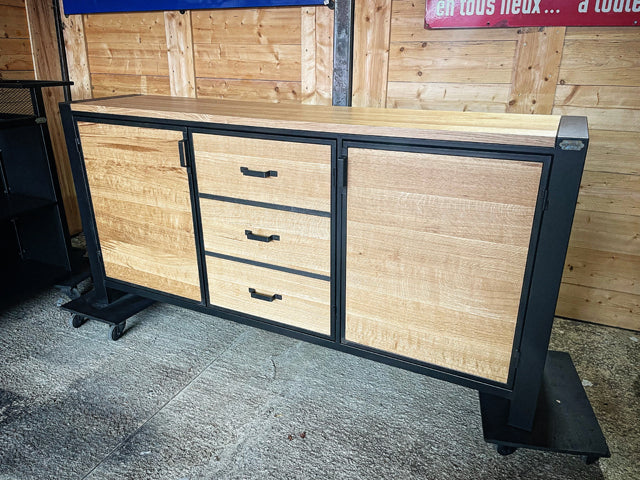 Buffet design industriel chêne blond PRIX de base : 1600€ réf 3625