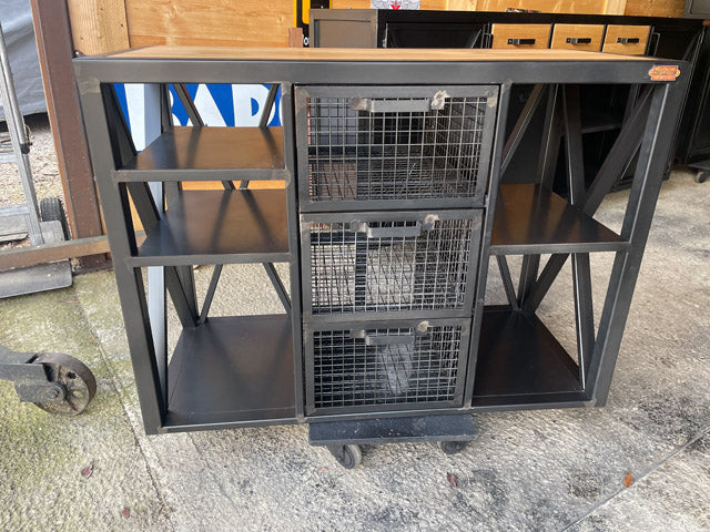 Meuble Vitrine Industriel Palazzo INT – Armoire Métal Et Bois – 2 Portes – Loft