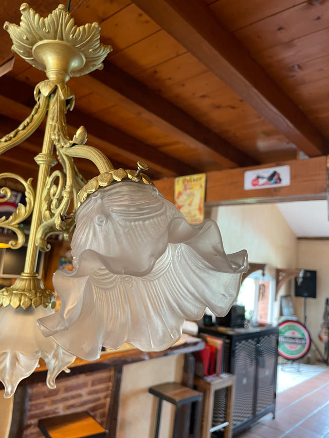 Lustre déco année 1960 4 tulipes