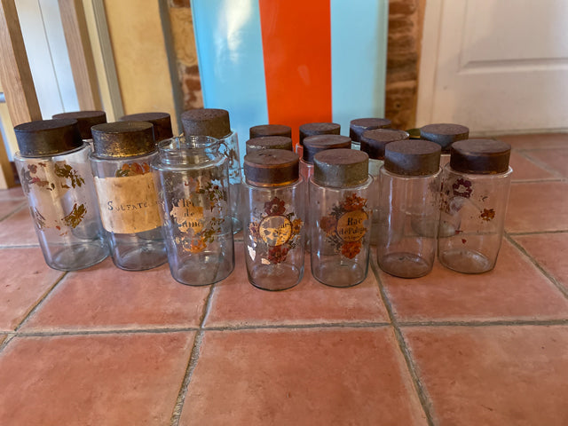 Pot à pharmacie verre soufflé 1900