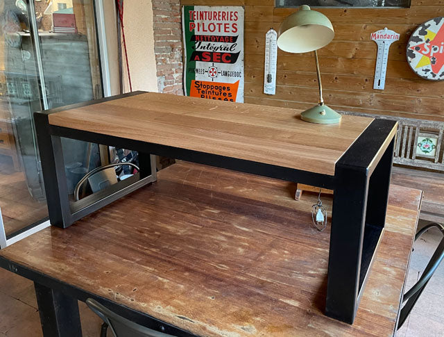 Table basse métal chêne PRIX de base: 790€ réf 3316