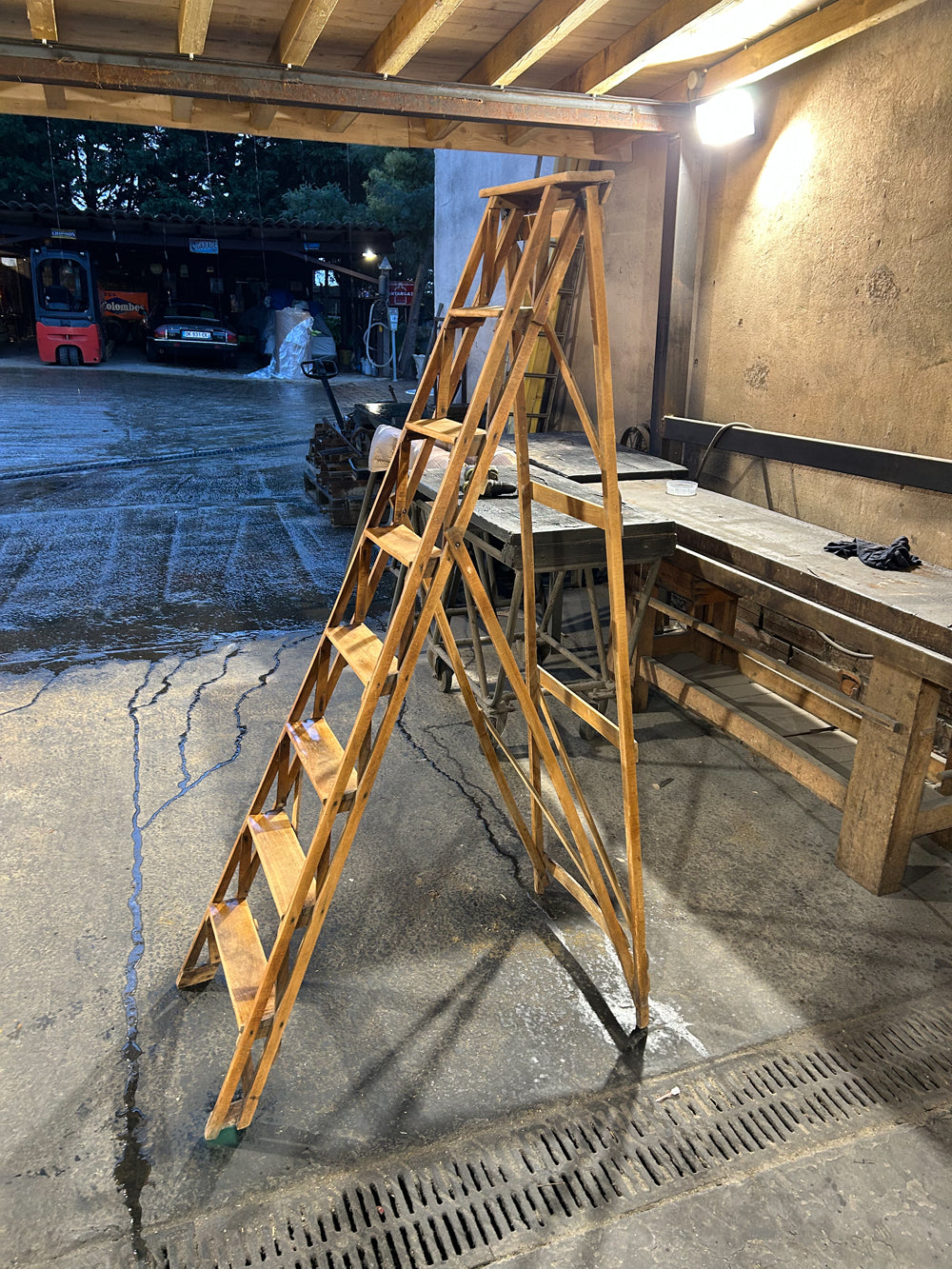 Ancienne Echelle de peintre 8 marches 1960 Réf 4371