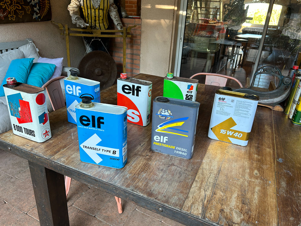 Bidons huile ELF vintage Lot de 7 réf 4151