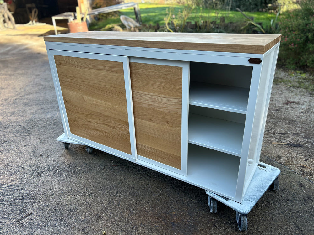 Buffet métal et chêne massif sur mesure.   Réf 4626