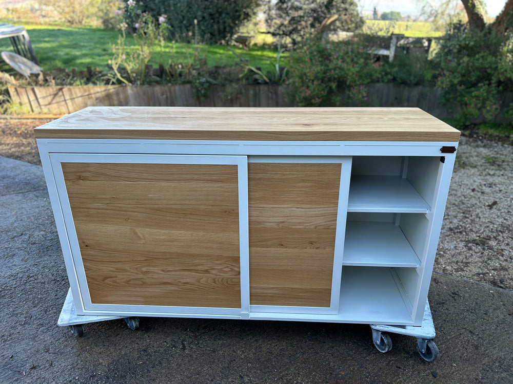 Buffet métal et chêne massif sur mesure.   Réf 4626