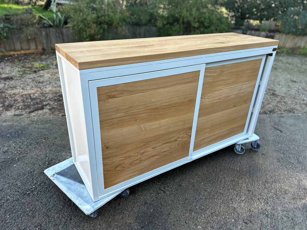 Buffet métal et chêne massif sur mesure.   Réf 4626