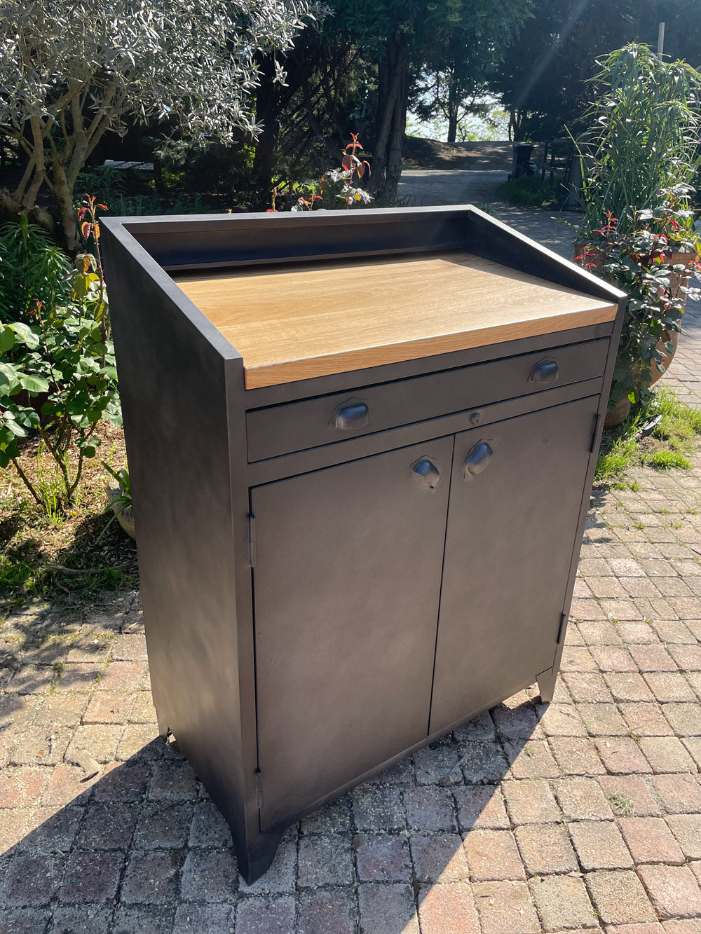 Buffet d'atelier métal et chêne Réf 4040