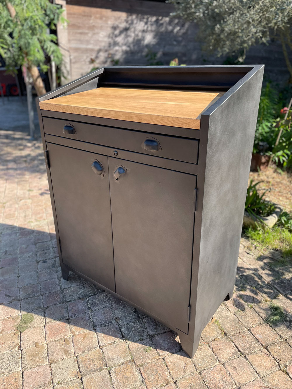 Buffet d'atelier métal et chêne Réf 4040