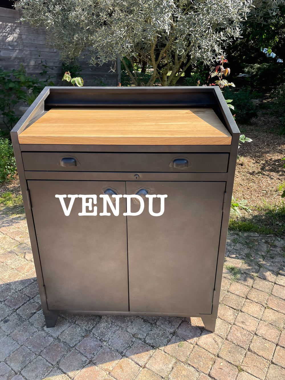 Buffet d'atelier métal et chêne Réf 4040