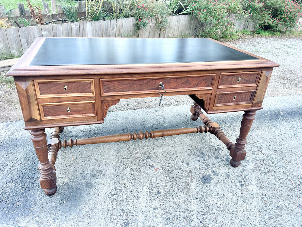 Bureau de Notaire Noyer Massif Époque 1900