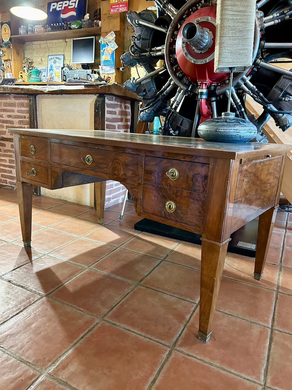 Bureau Direction Noyer Massif 1940 Extensions Plateau