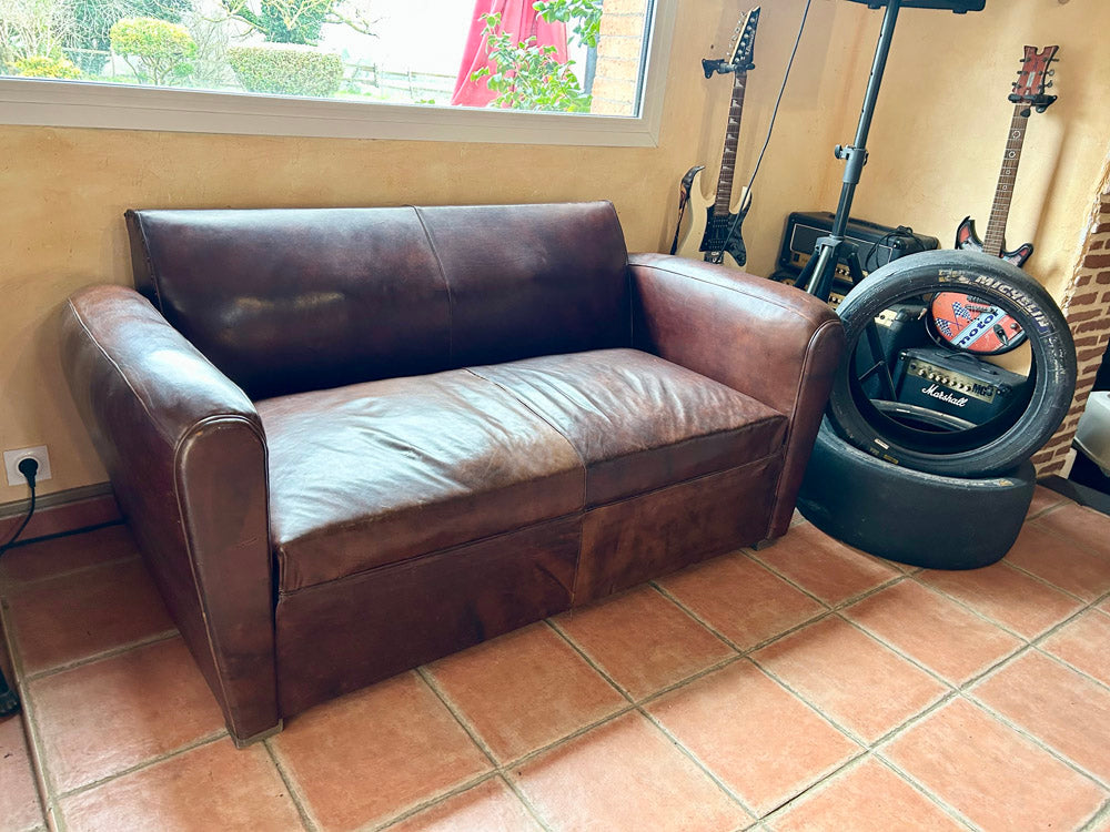 Canapé convertible Cuir Art Deco 1930/40