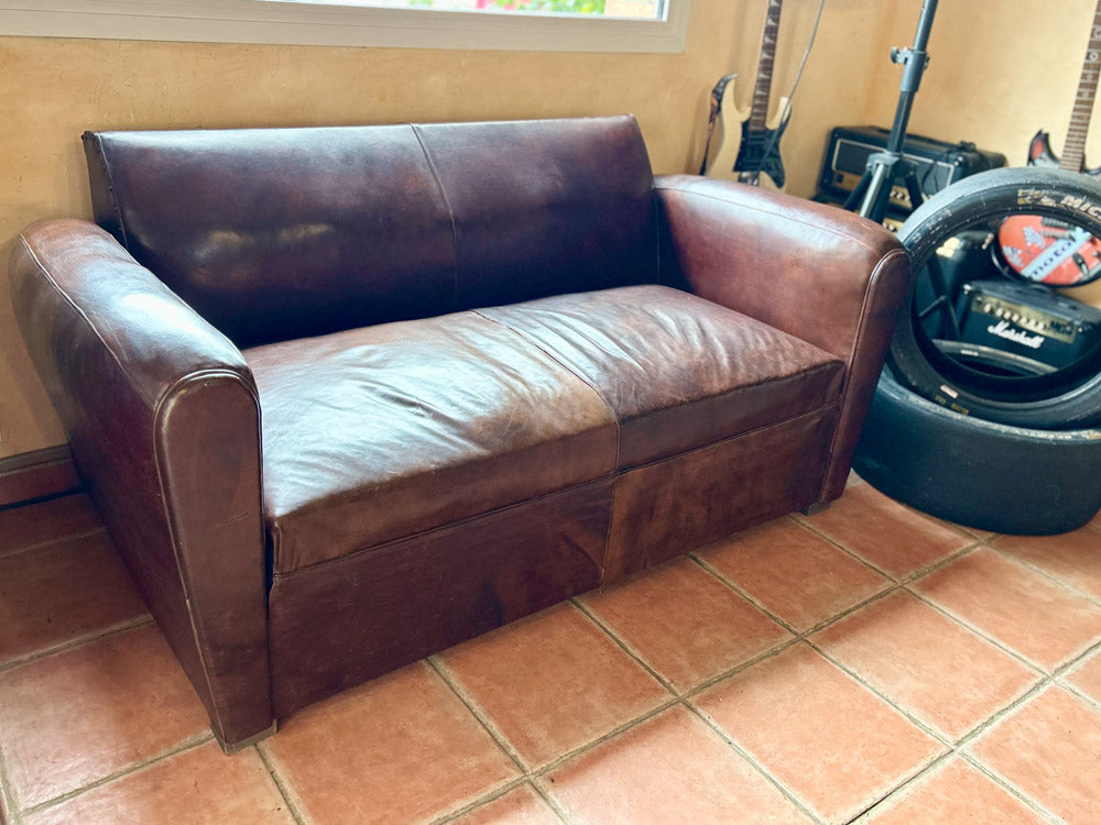 Canapé convertible Cuir Art Deco 1930/40