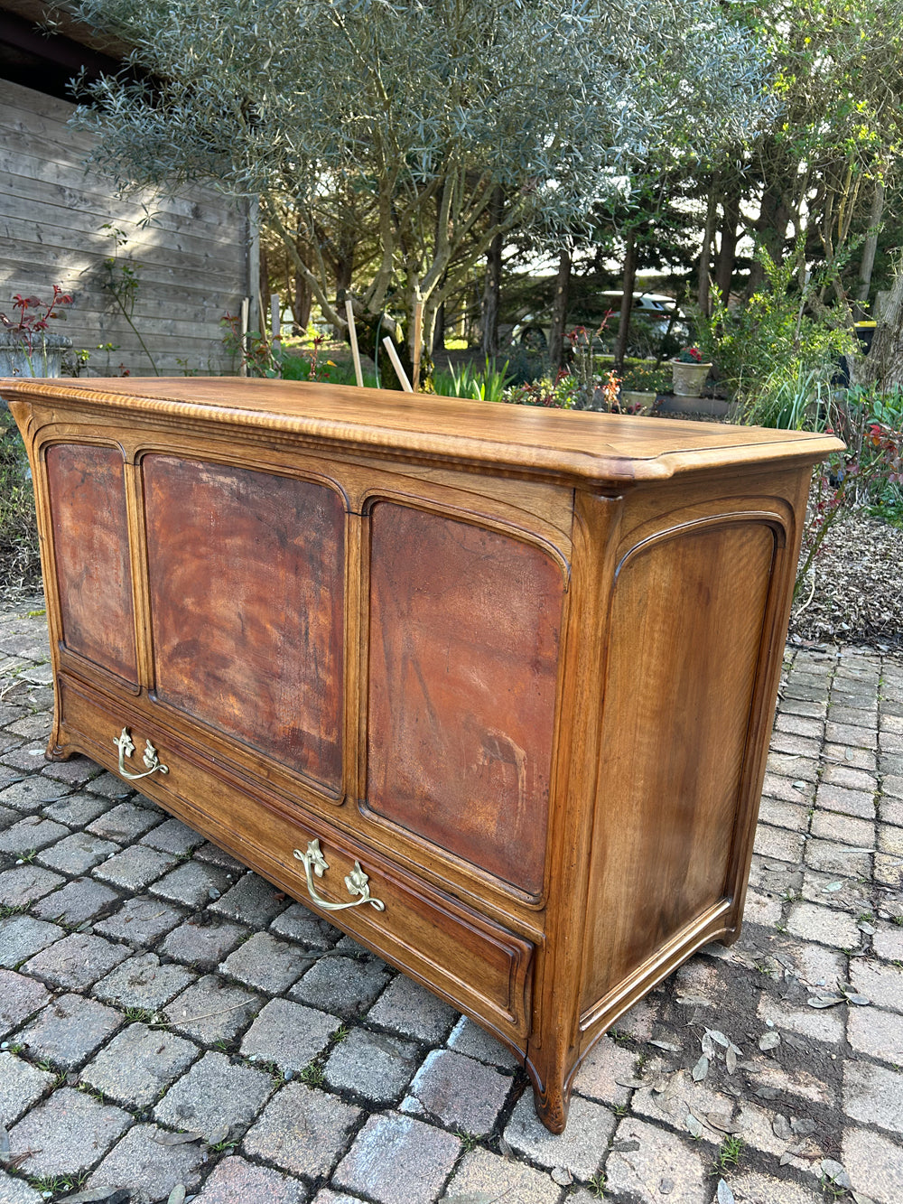 Coffre Art Nouveau Style Majorelle Chêne Noyer