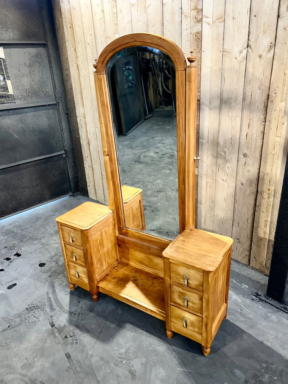 Coiffeuse avec Psyché Hêtre Massif 1900 6 Tiroirs