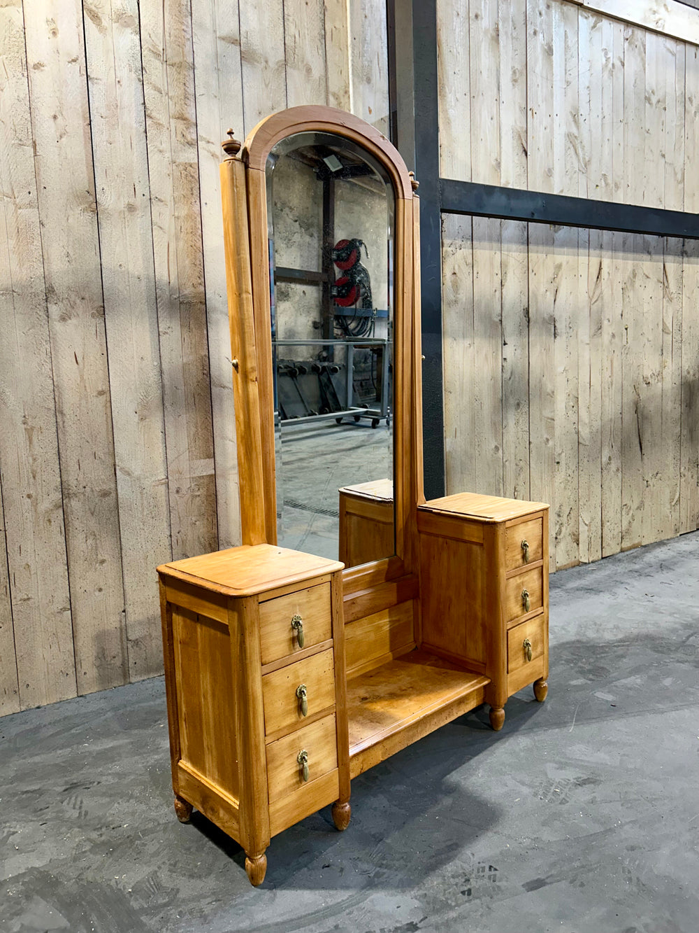Coiffeuse avec Psyché Hêtre Massif 1900 6 Tiroirs