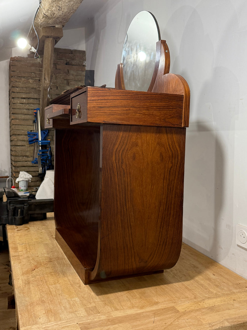 Coiffeuse Art Déco Vintage Palissandre 1930 Style Paquebot