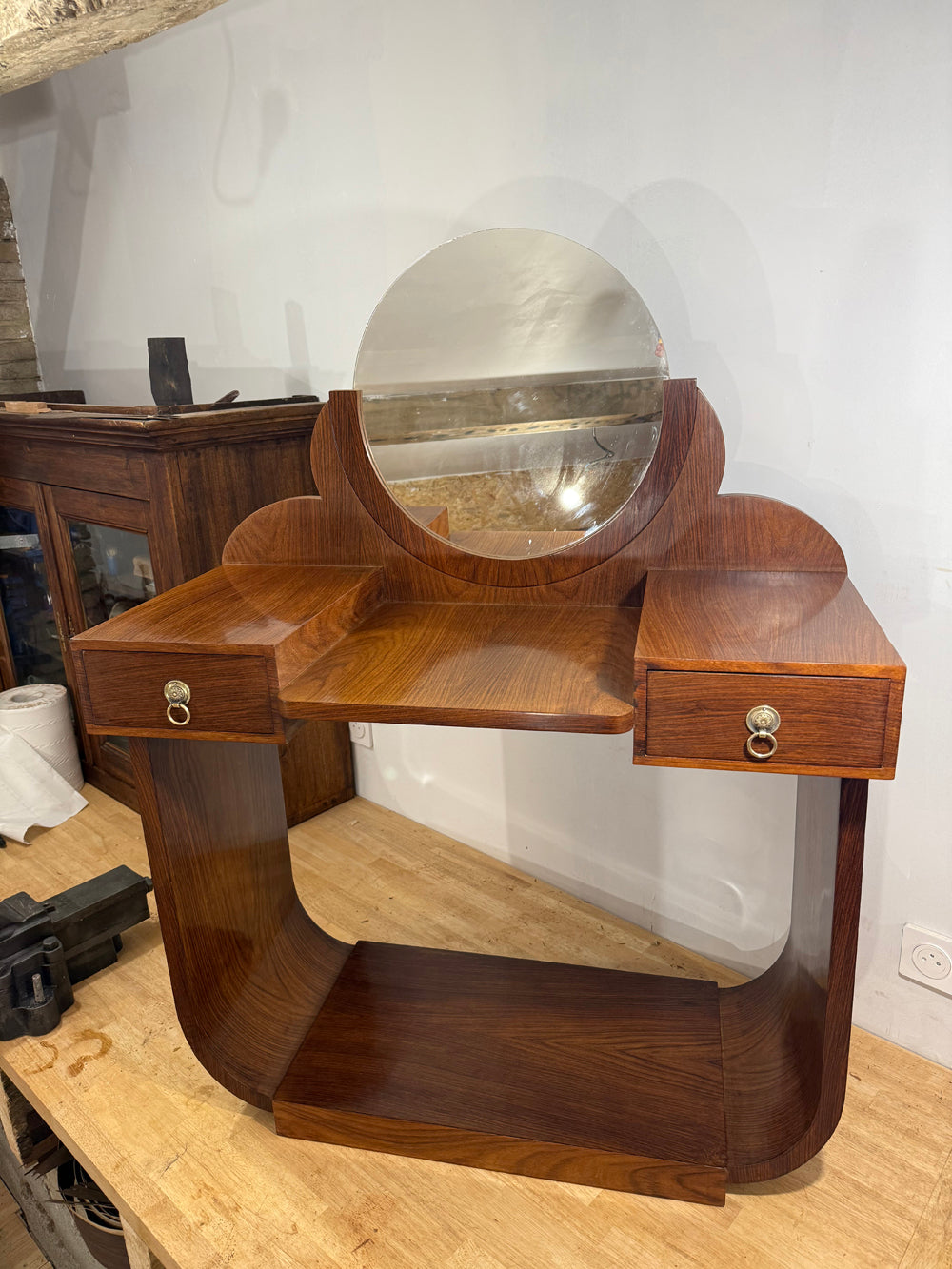 Coiffeuse Art Déco Vintage Palissandre 1930 Style Paquebot