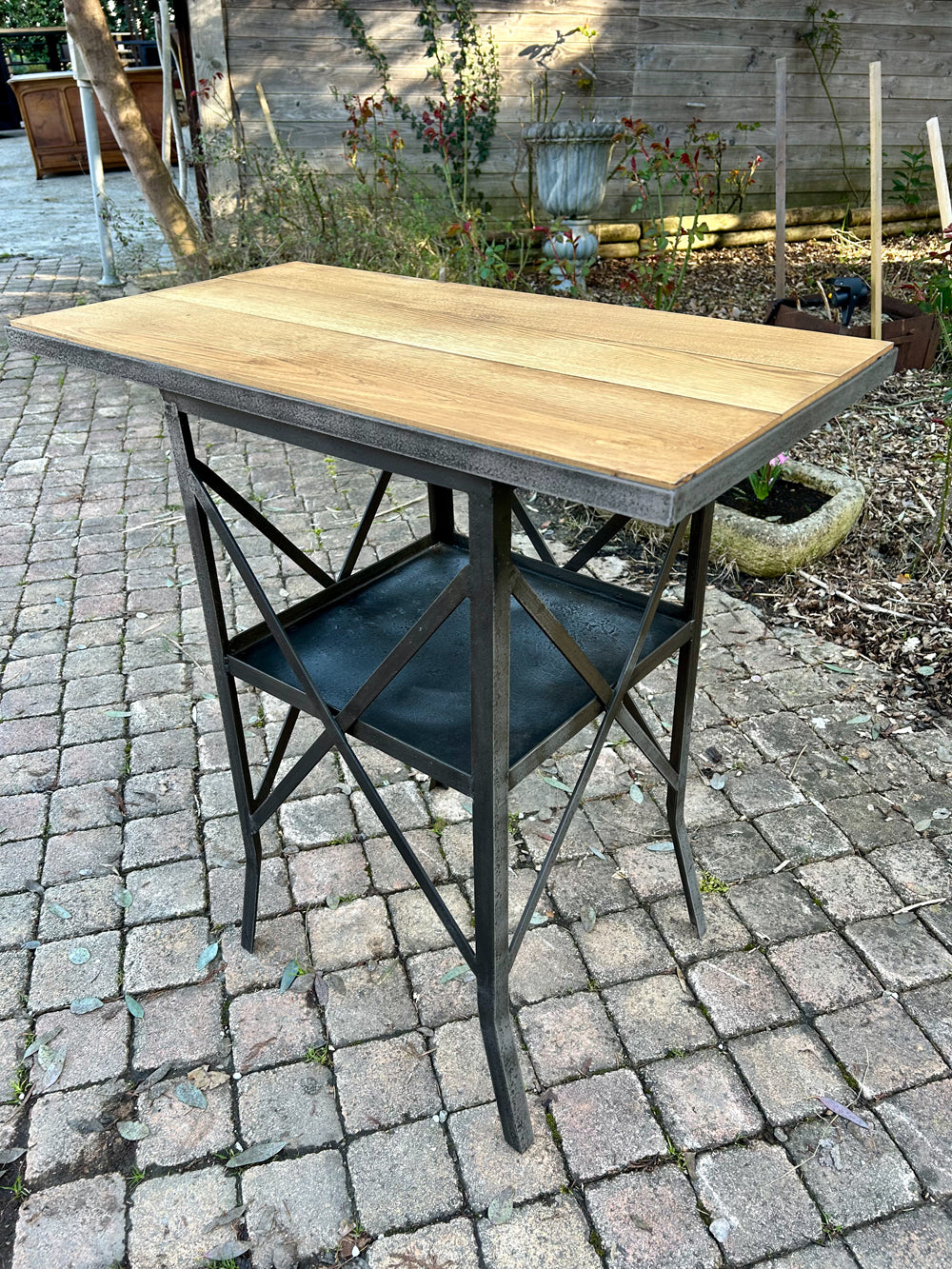 Console mètal et châtaignier  Réf 4123