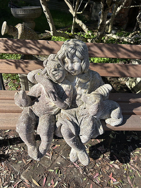 Pièce unique jardin prestige statue pierre enfants - BROCANTETENDANCE