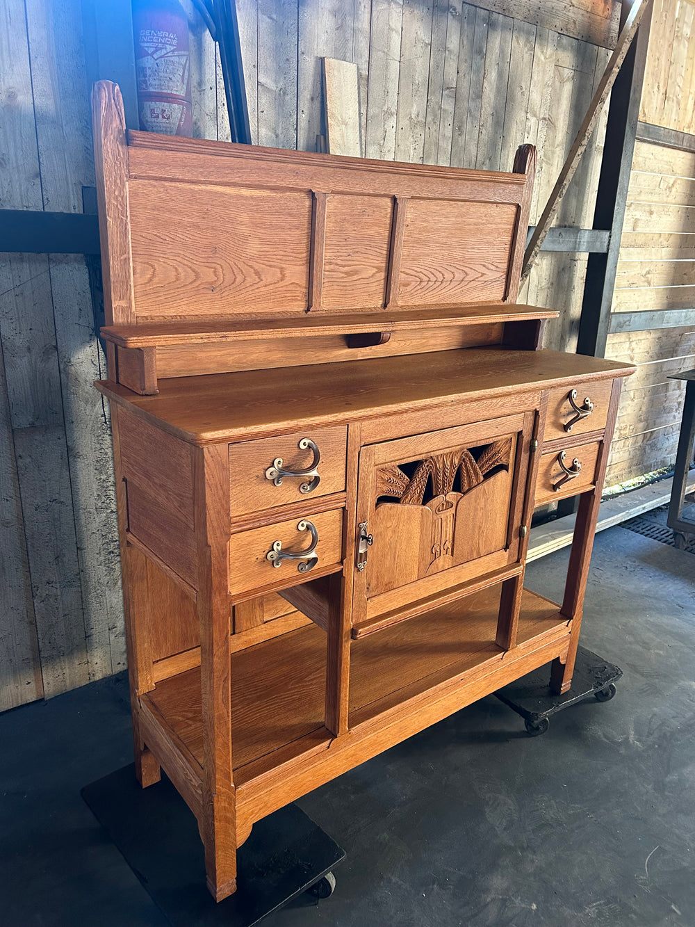 Desserte Art Nouveau Chêne Massif 1900/1920 Restaurée