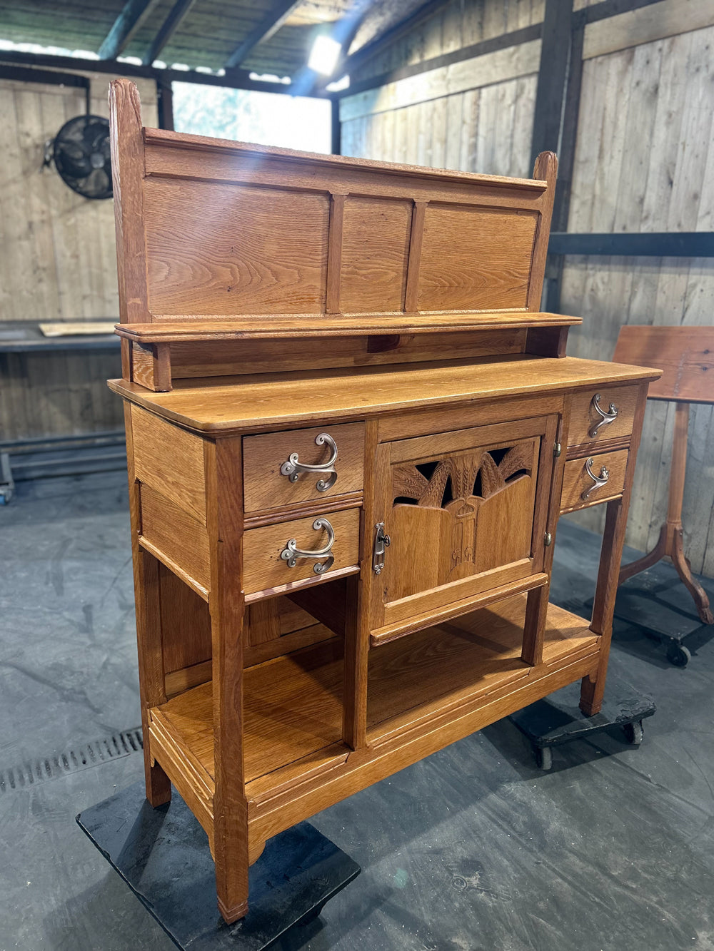 Desserte Art Nouveau Chêne Massif 1900/1920 Restaurée