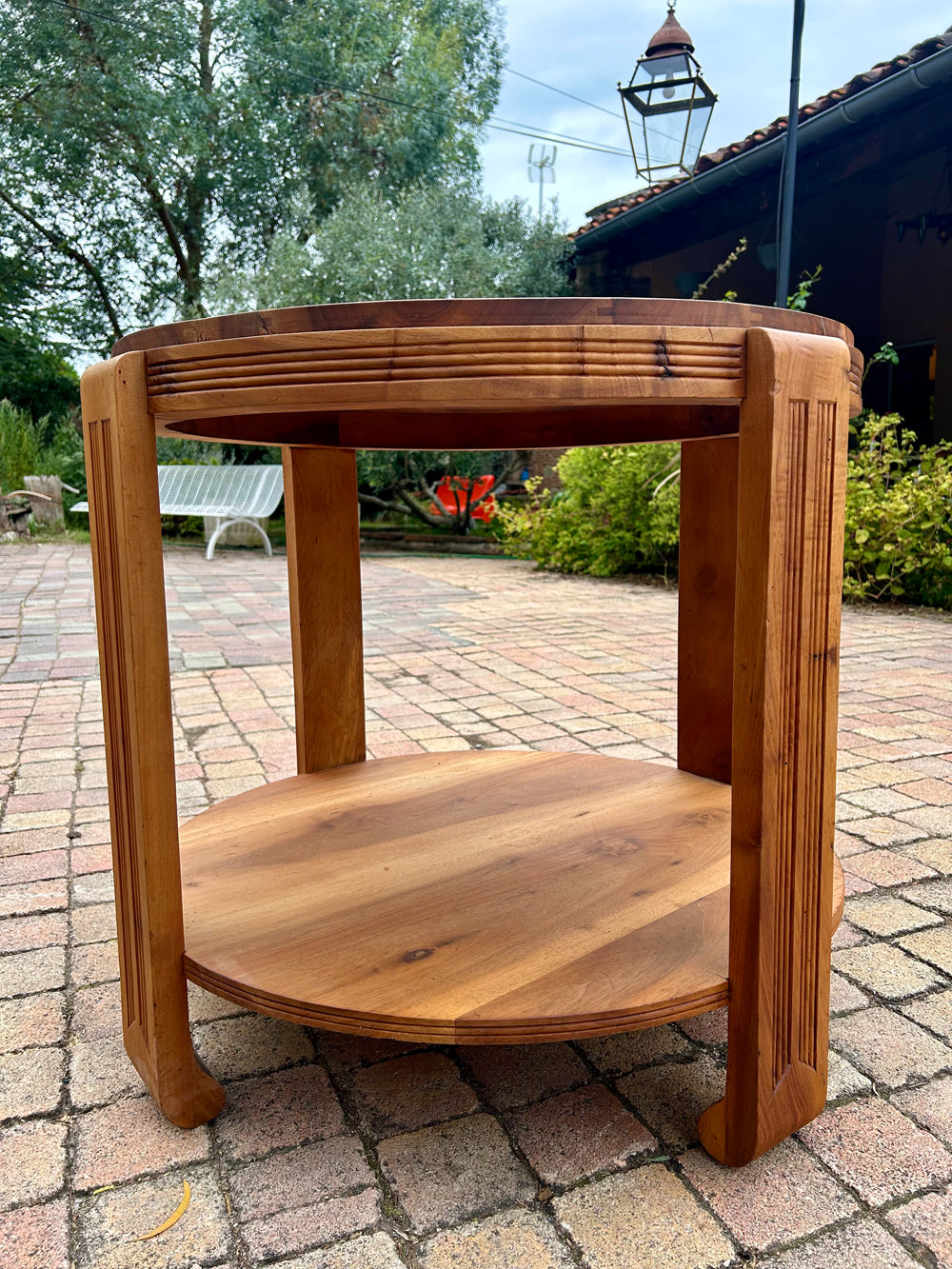 Grand Guéridon Art Déco Noyer Massif 1920