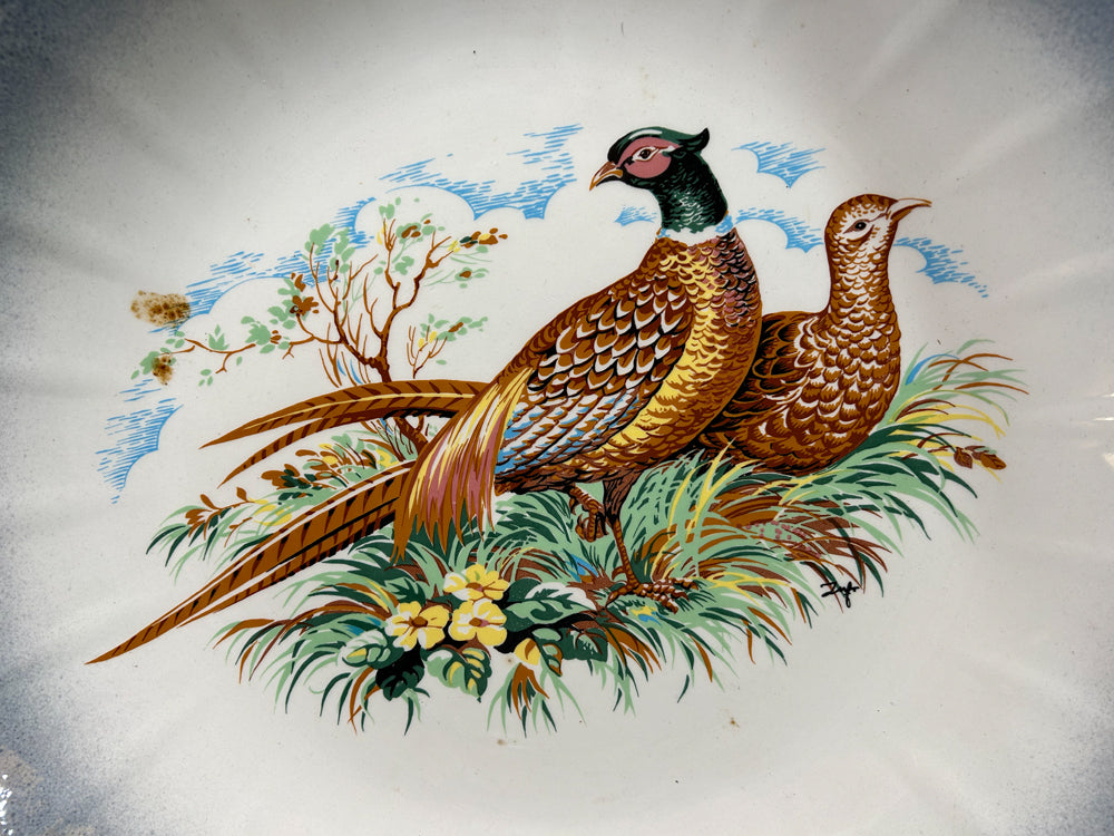 Grand plat ceramique Italien décor Faisans réf 4181