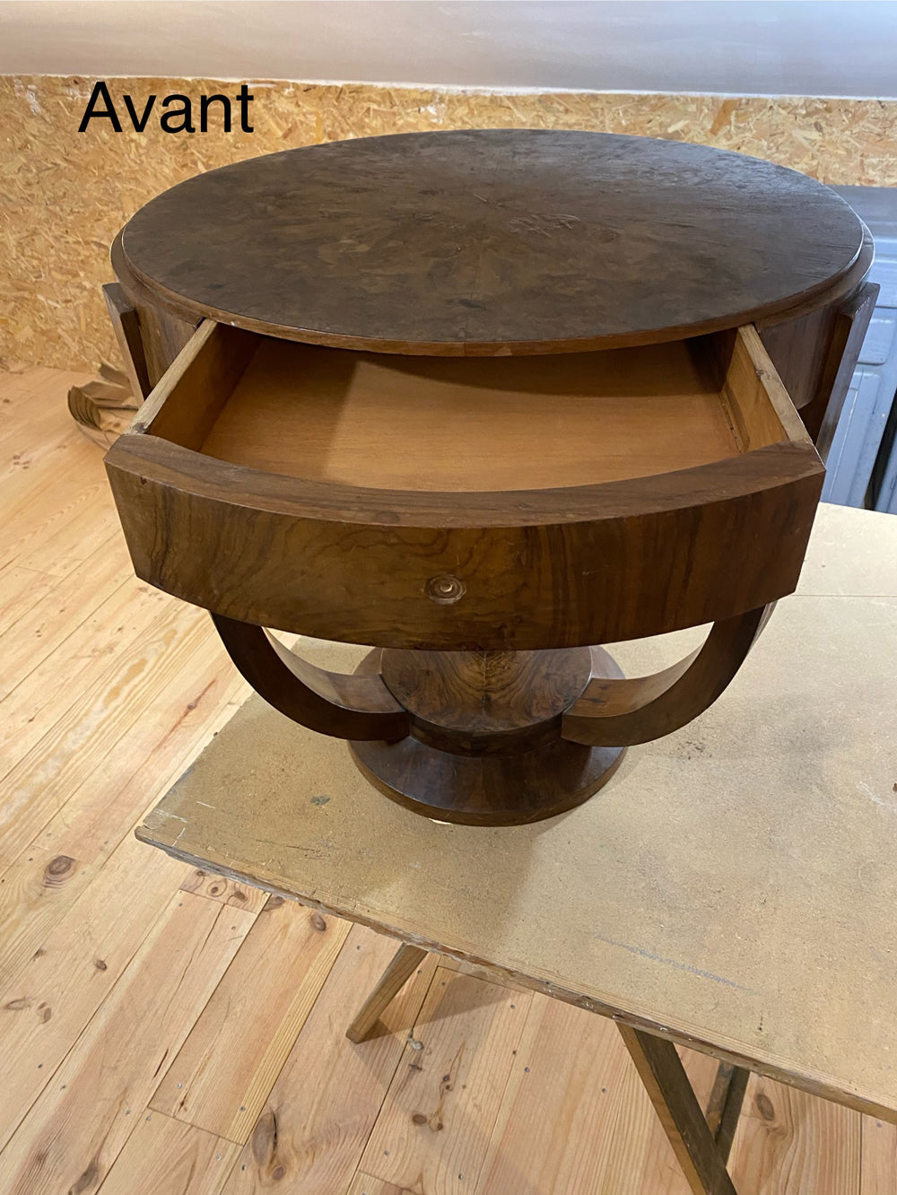 Guéridon Art Déco Ronce de Noyer Époque 1920/30