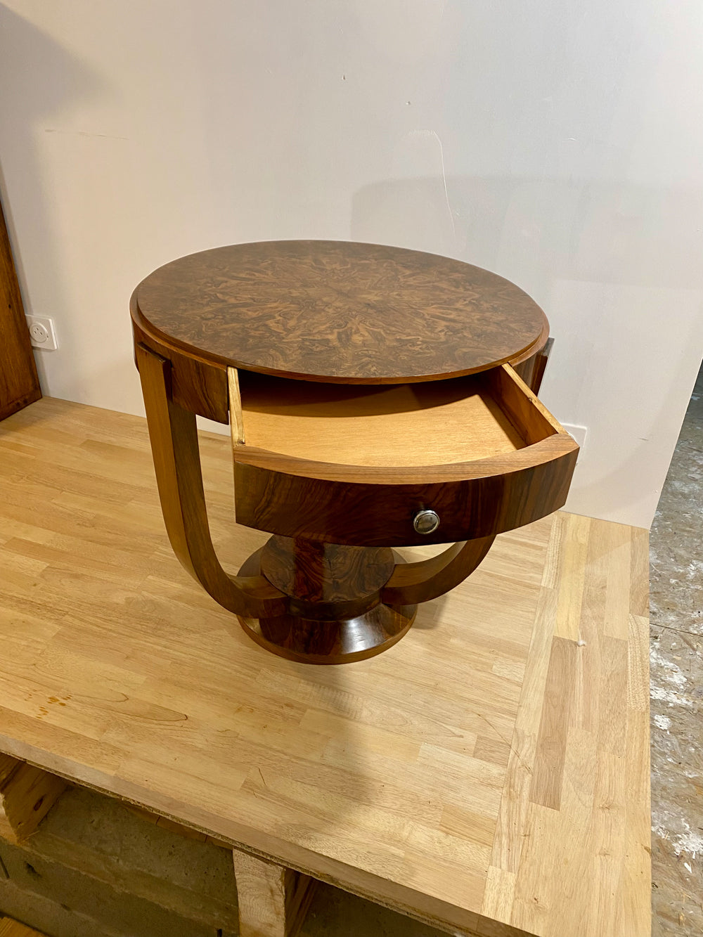 Guéridon Art Déco Ronce de Noyer Époque 1920/30