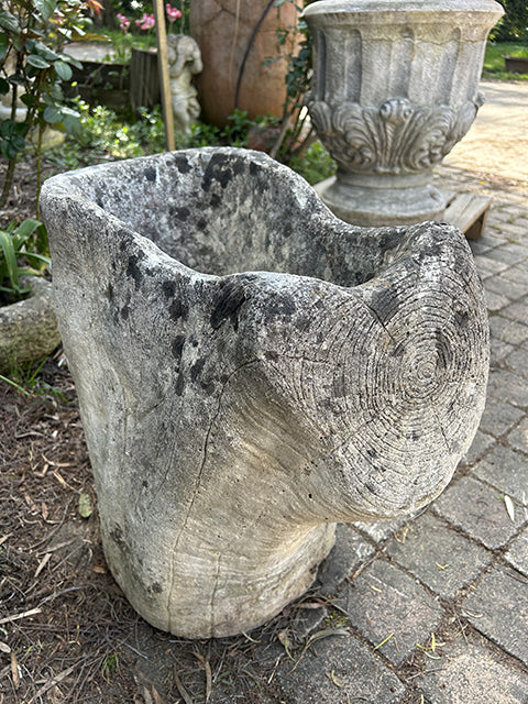 Jardinière tronc d'arbre pierre 1980