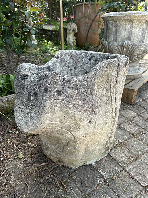 Jardinière tronc d'arbre pierre 1980 - RF4677