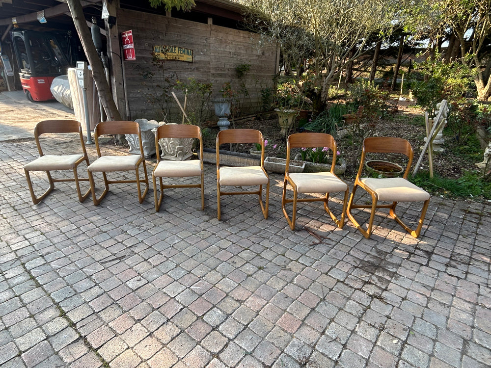 Lot de chaises traineau Baumann 1960 Réf 4445