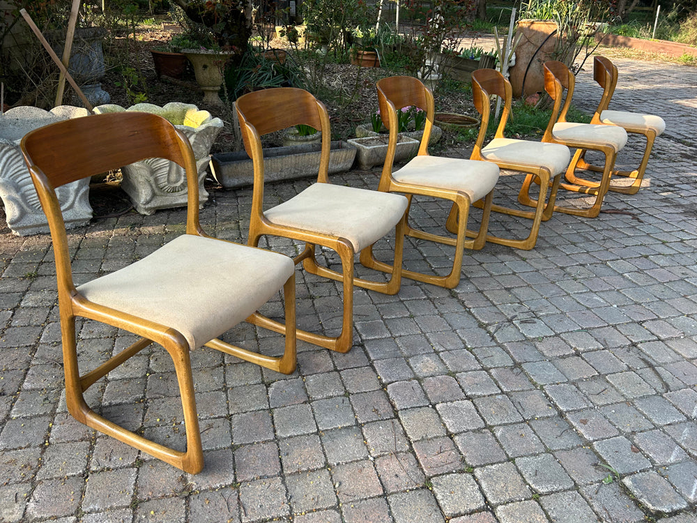 Lot de chaises traineau Baumann 1960 Réf 4445