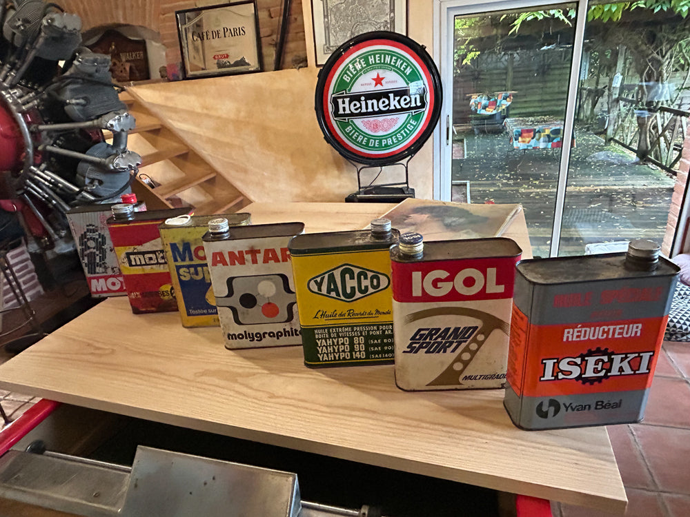 Lot de 7 bidons huile vintage Réf 4155