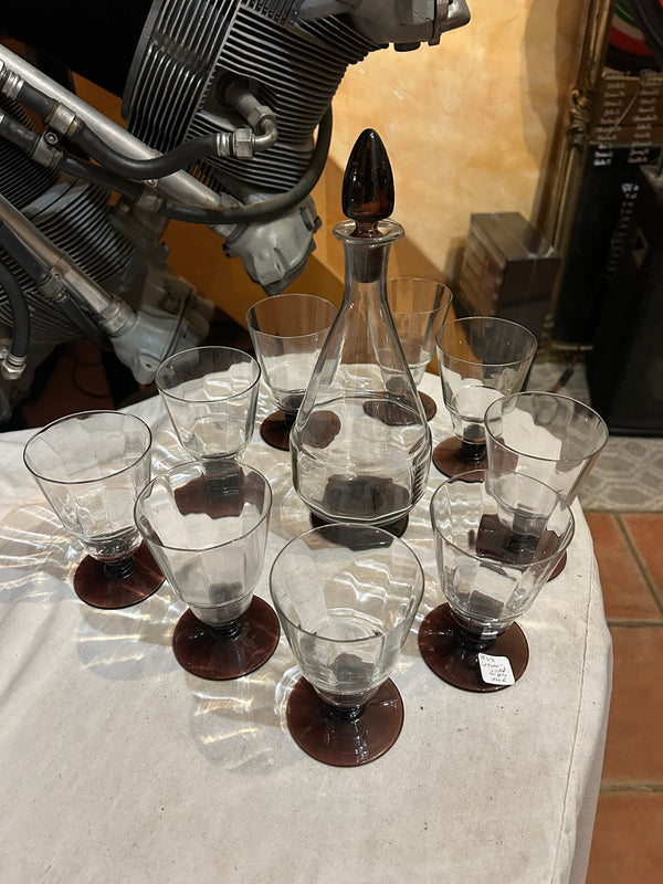 Lot de 9 verres à vin et carafe ART DECO - Réf 4591